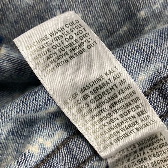 True Religion Jimmy Distressed Denim Acid Wash LS Bomber Jacket (White Tide) - Picture 15 of 16